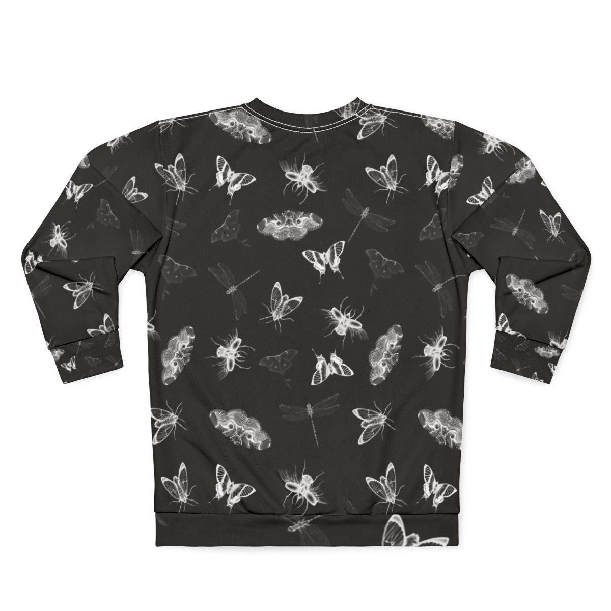 Entomologist Nightmares Sweatshirt featuring a black and white bug pattern design - Back