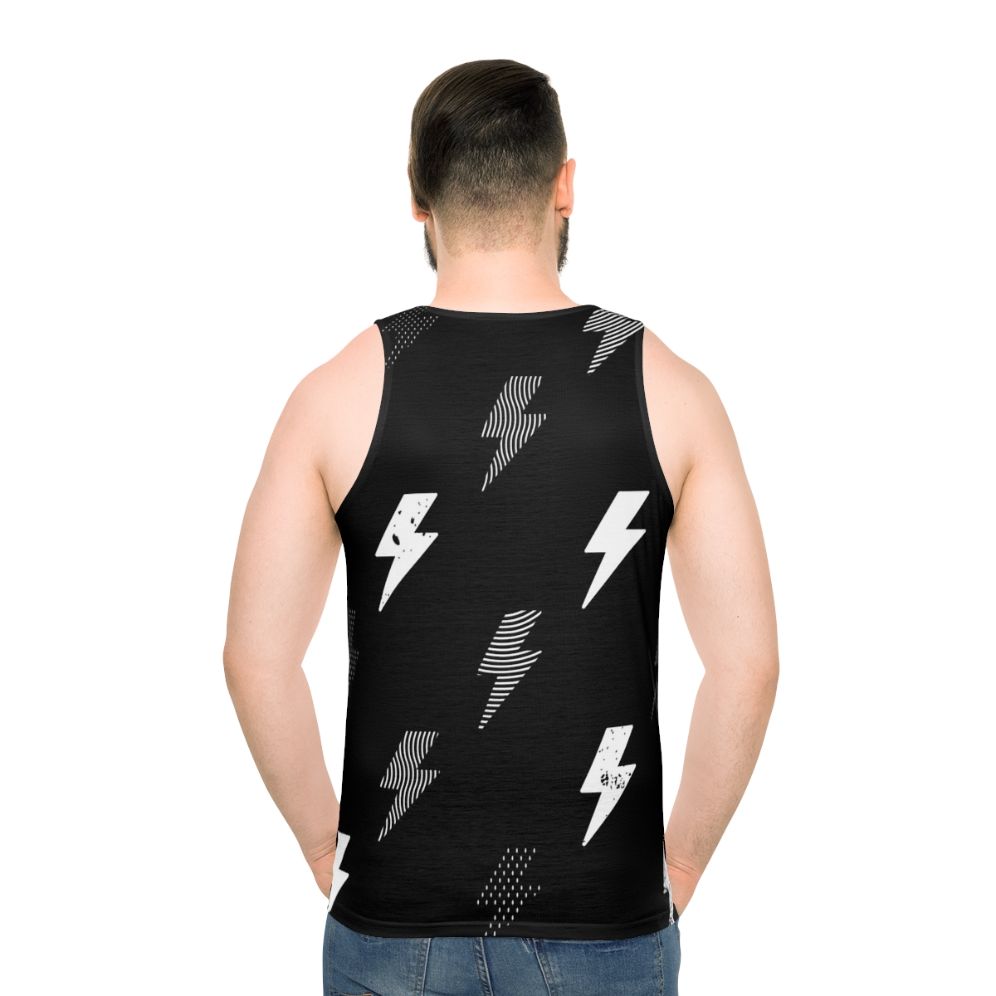 Unisex geometric thunder pattern tank top - men back