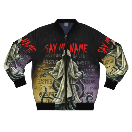 Hastur bomber jacket with Lovecraft's eldritch horror design