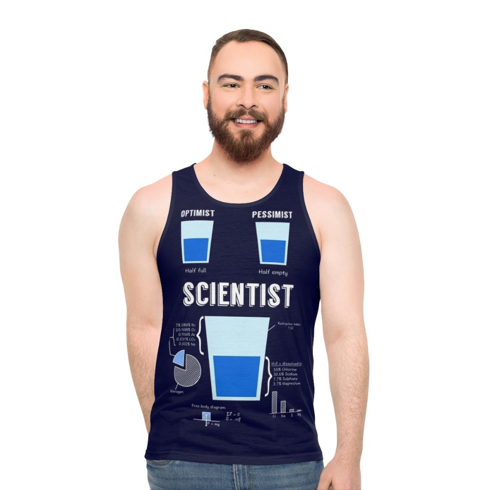 Optimist Pessimist Scientist Funny Science Unisex Tank Top - men