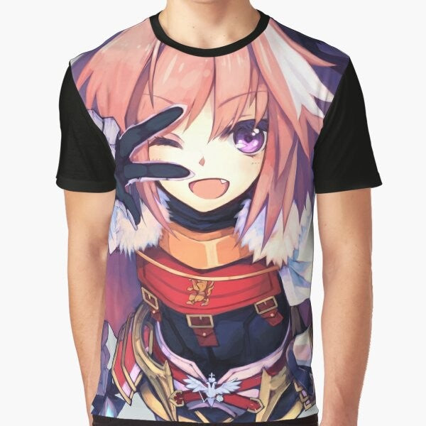 Astolfo from the Fate series anime on a graphic t-shirt