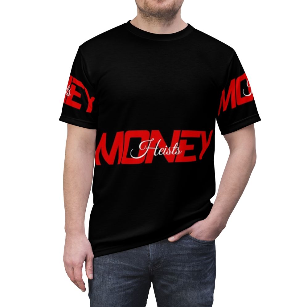 Money Heist Inspired T-shirt with Stylized Typography - men front