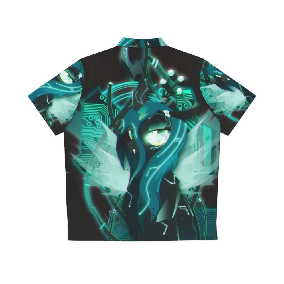 Dark Synthwave Cyberpunk Queen Chrysalis Hawaiian Shirt - Back