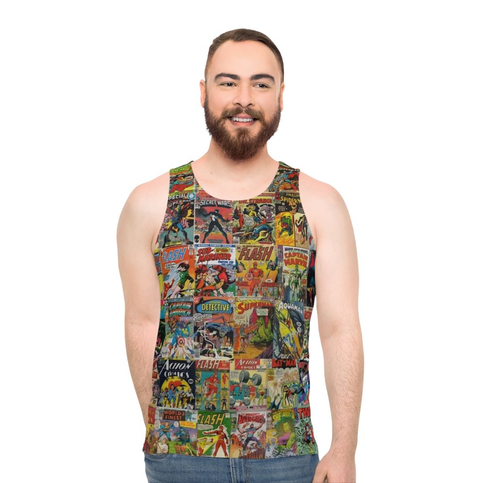 Vintage comic book pattern unisex tank top - men