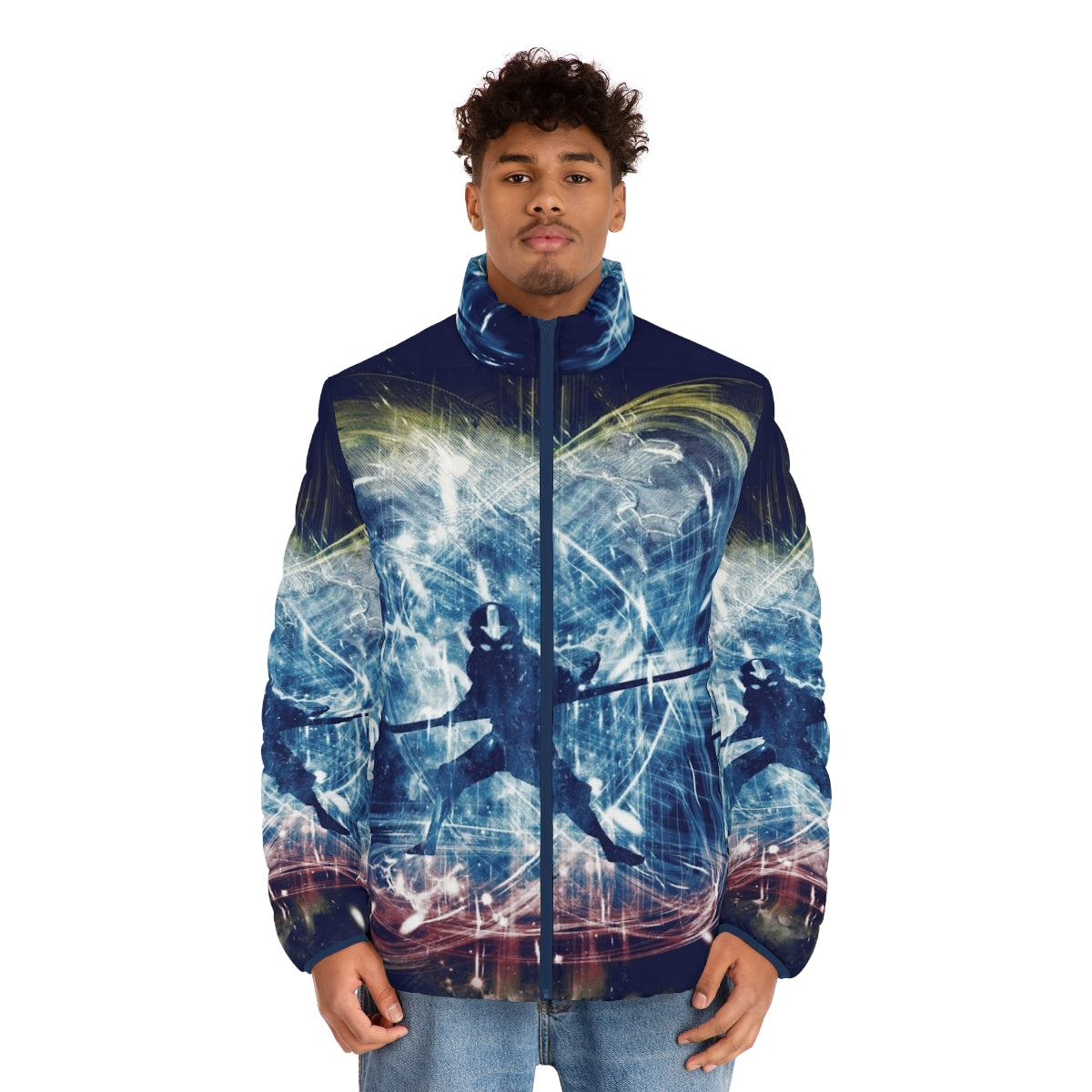 Elemental Storm Puffer Jacket featuring Avatar the Last Airbender inspired art - men front