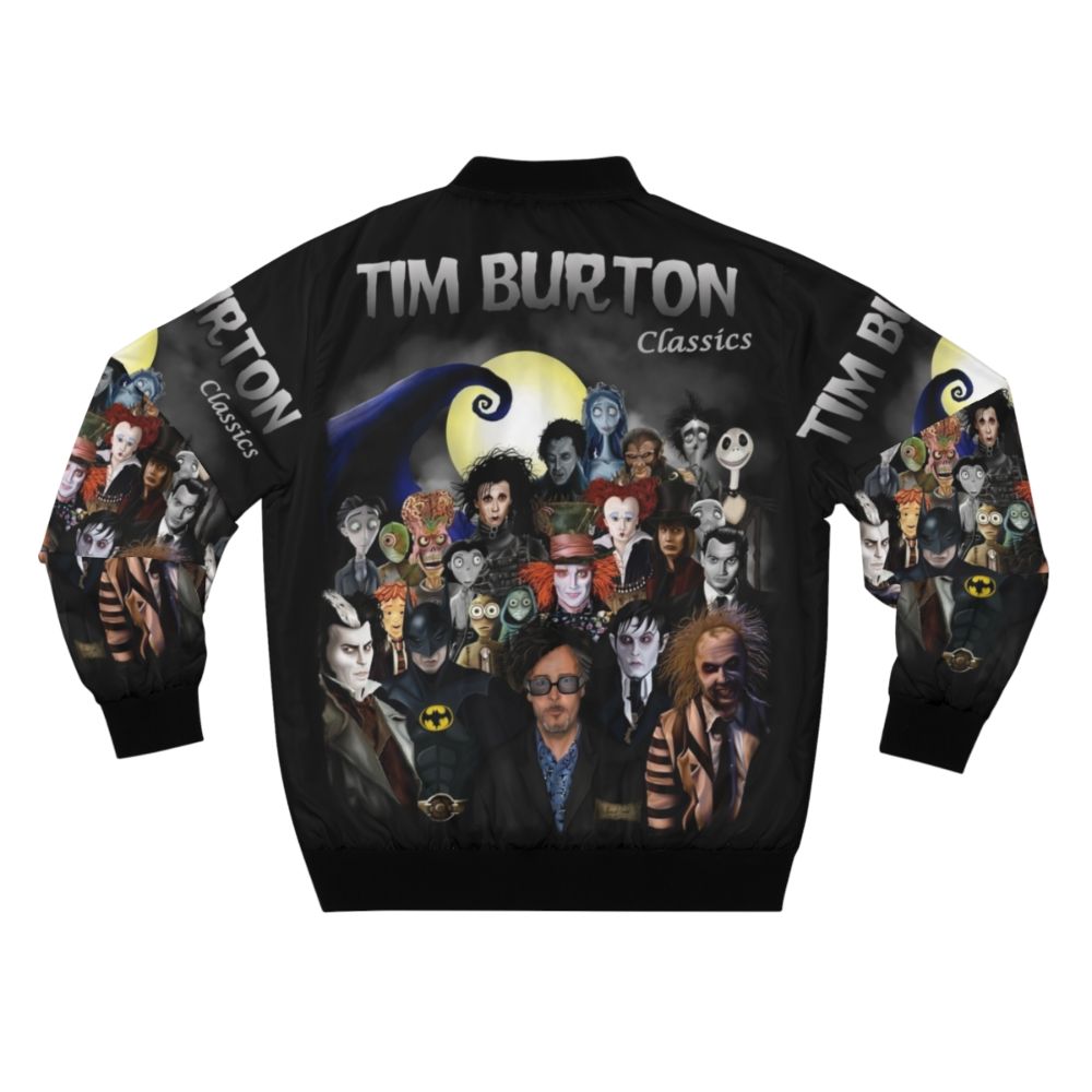 A bomber jacket featuring classic Tim Burton gothic and horror designs - Back