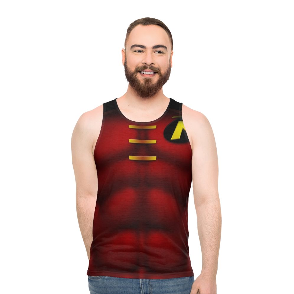 Superhero art unisex tank top with Robin design - men