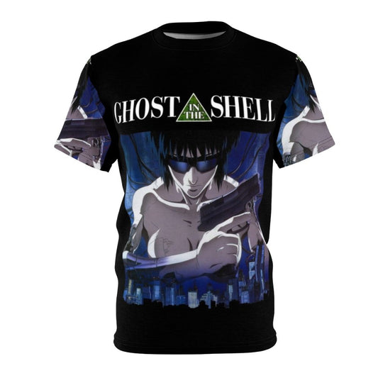 Cyberpunk anime-inspired t-shirt featuring Ghost in the Shell themed graphics and design