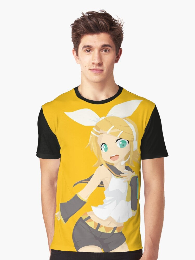 Kagamine Rin anime character graphic t-shirt design - Men