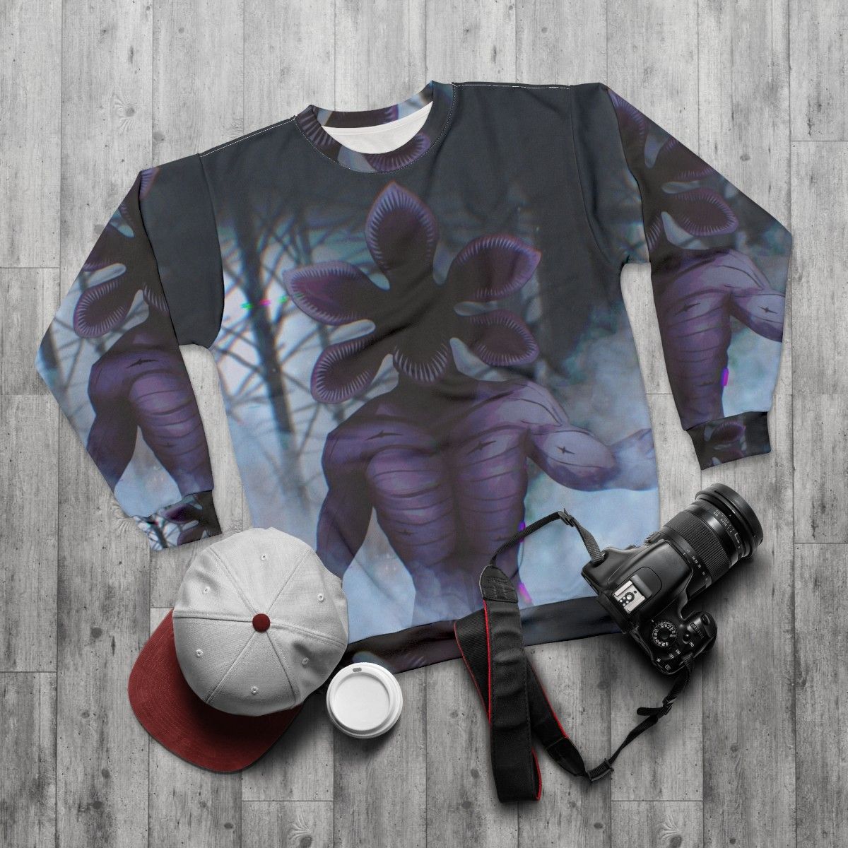 Demogorgon Stranger Things Fanart Sweatshirt - flat lay