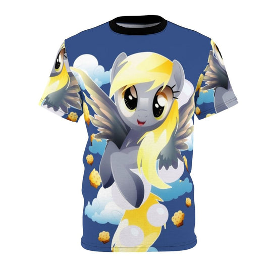 Illustration of a derpy muffin, a popular character from the My Little Pony franchise, on a high-quality t-shirt.