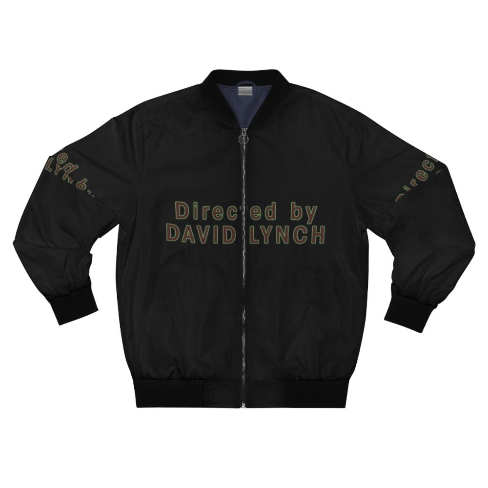 David Lynch inspired surreal bomber jacket with abstract graphics