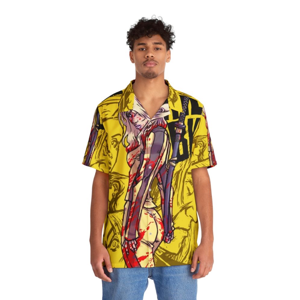 Quentin Tarantino Kill Bill Hawaiian Shirt with Samurai Sword and Anime/Manga Inspired Design - People Front