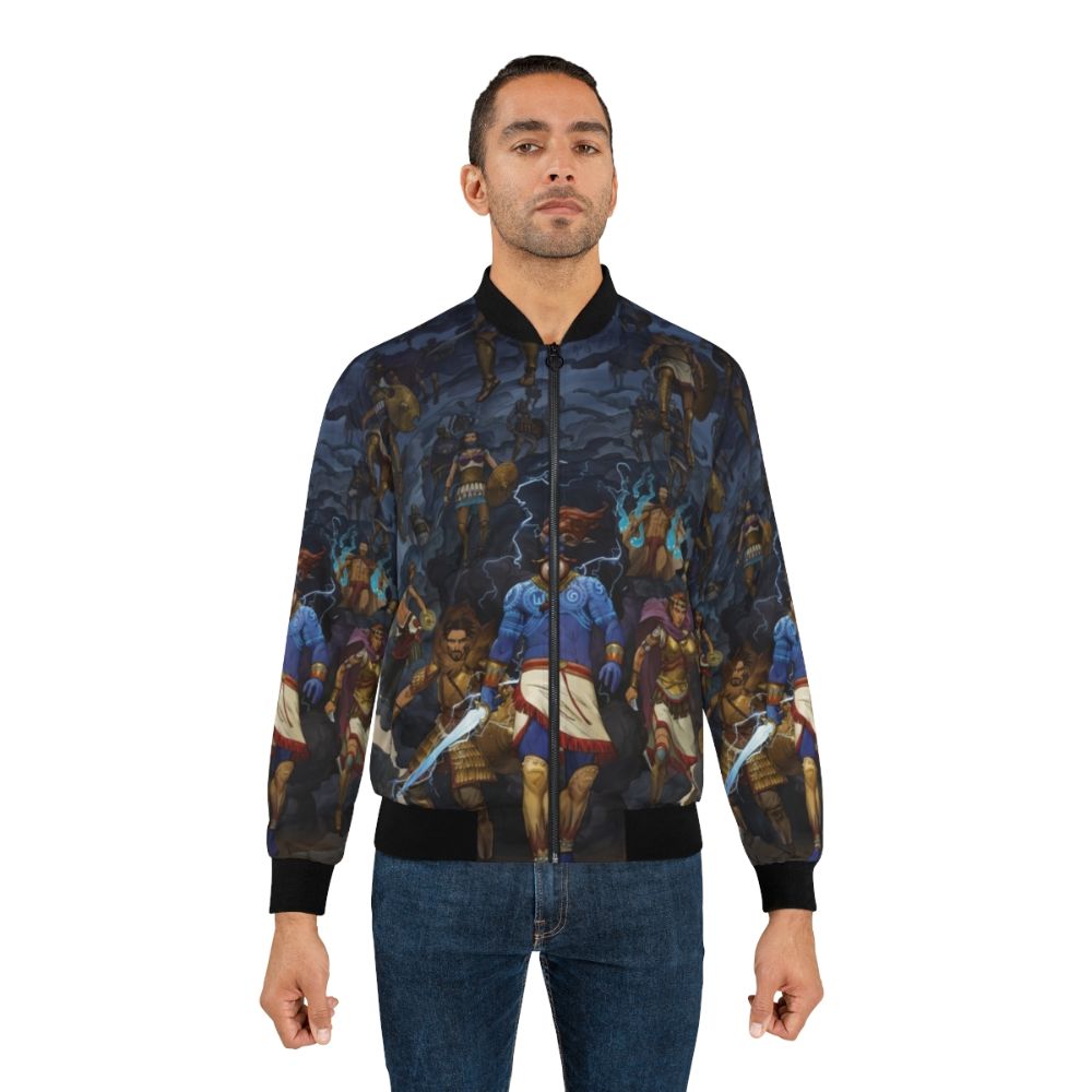 Chaosium RuneQuest: Glorantha Orlanth Heroes Bomber Jacket featuring fantasy artwork by Andrey Fetisov - Lifestyle