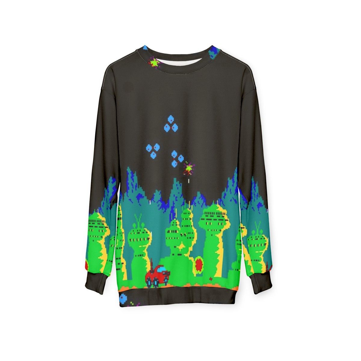 Moon Patrol 8-Bit Pixel Art Sweatshirt - hanging