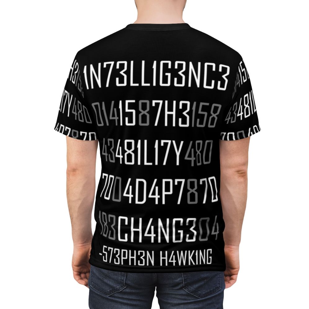 Encoded Reversed AOP T-Shirt with Adapt or Die Inspired Design - men back