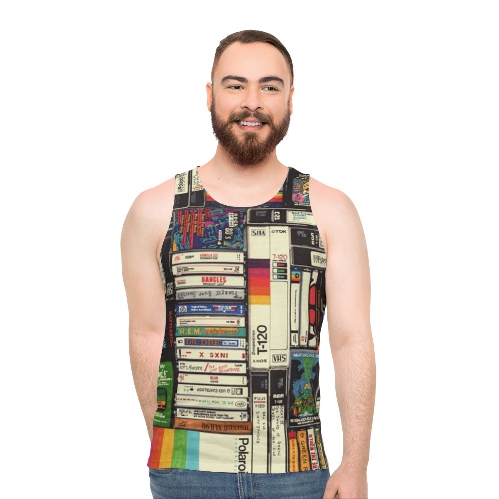 Retro 80s VHS Cassette Unisex Tank Top - men