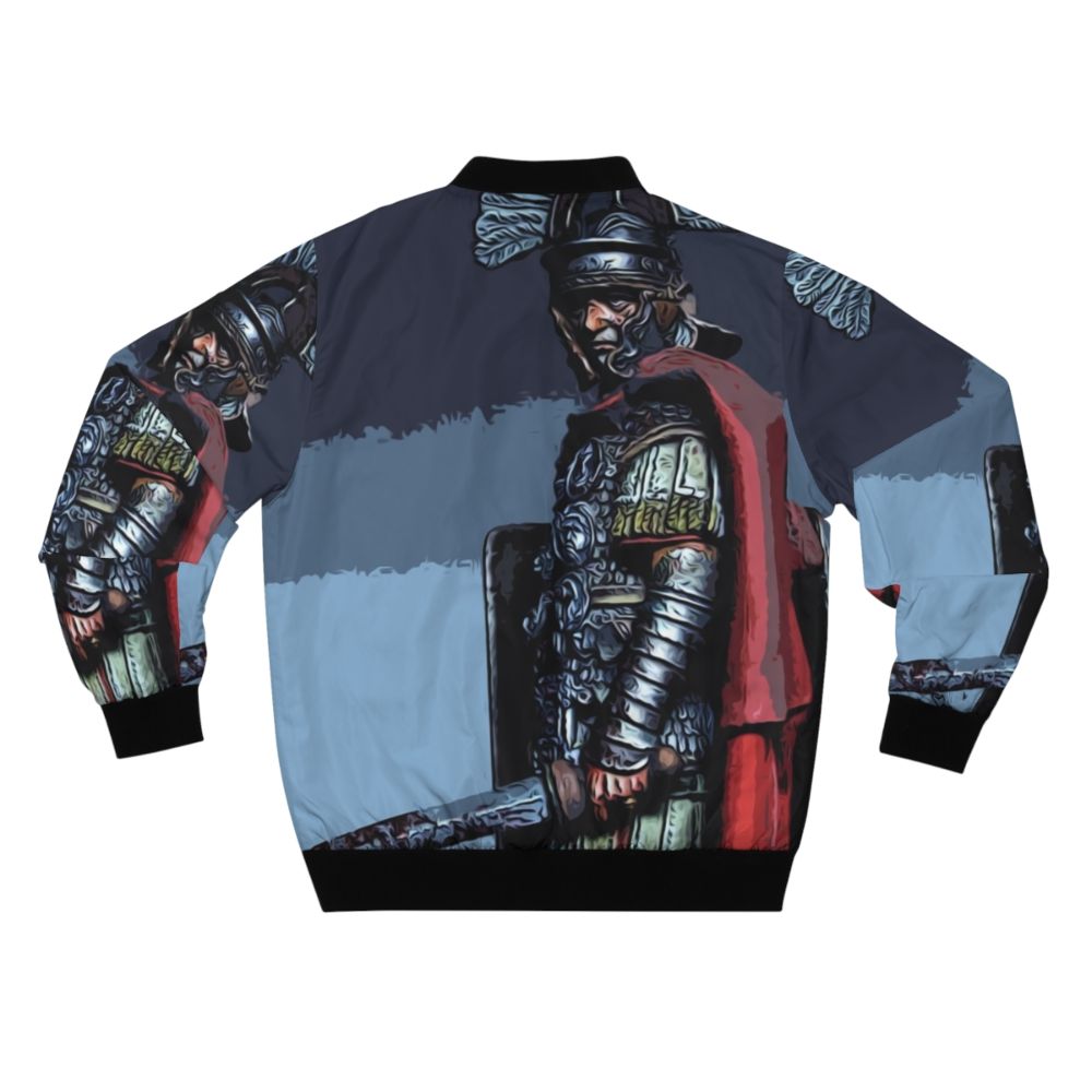 Warrior-inspired Roman Centurion bomber jacket with ancient designs - Back