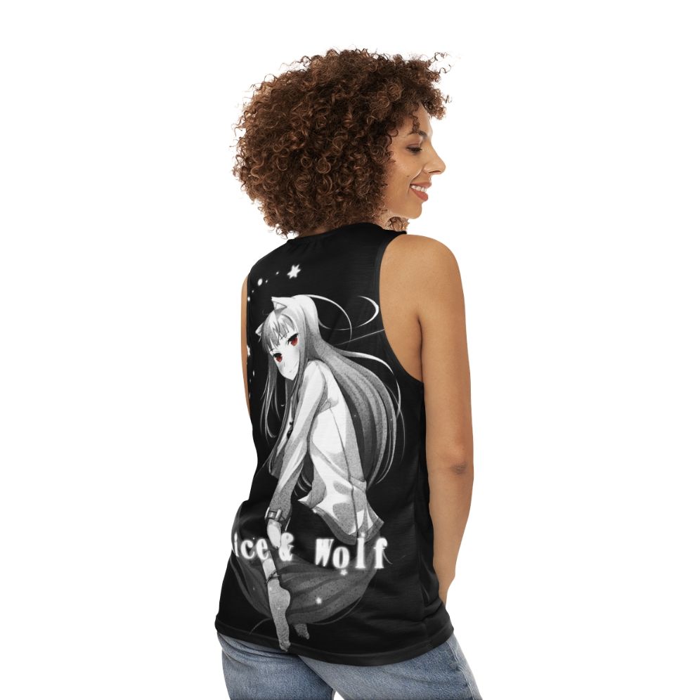 Nuar Night Anime Wolf Unisex Tank Top - women back