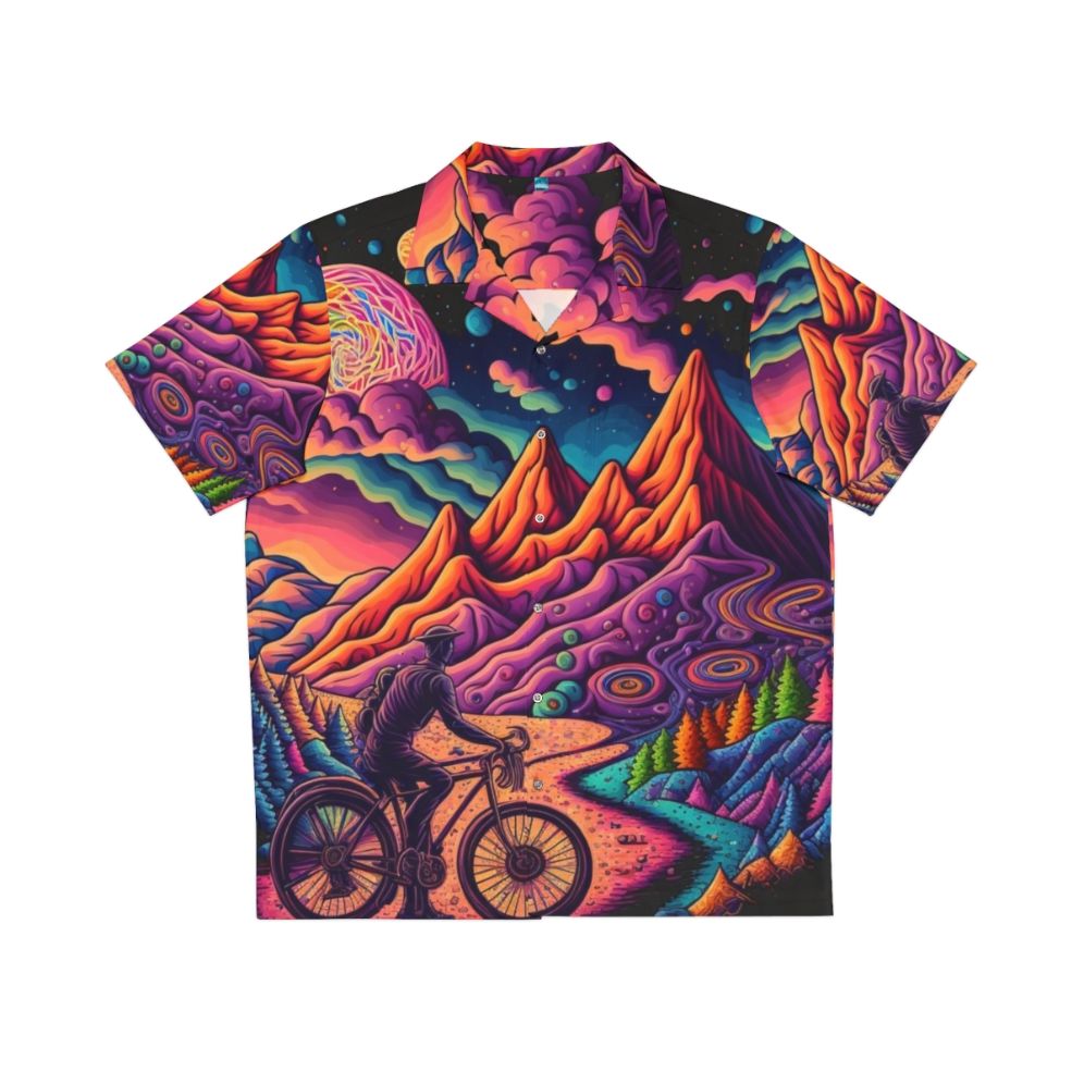 Psychedelic Hawaiian Shirt with Vibrant Bicycle Day 1943 Art