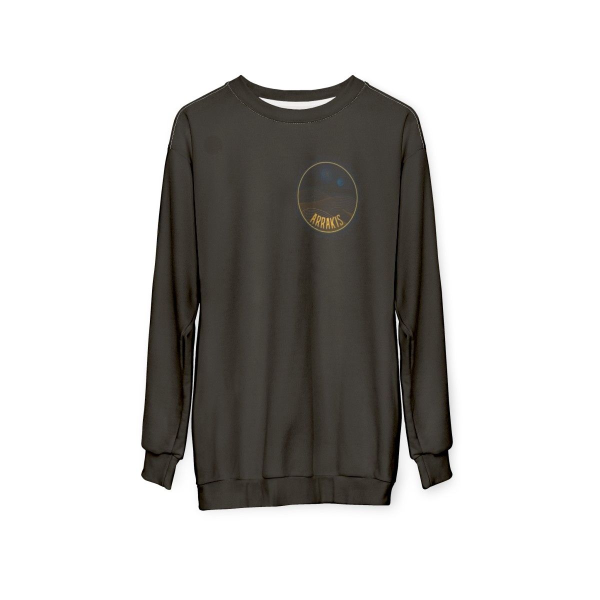 Arrakis Dune Sweatshirt with desert planet landscape - hanging