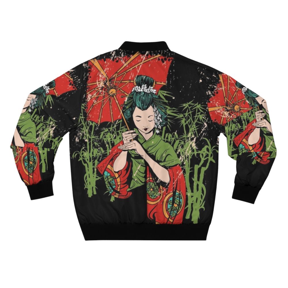 Traditional Geisha Design Bomber Jacket for Women - Back