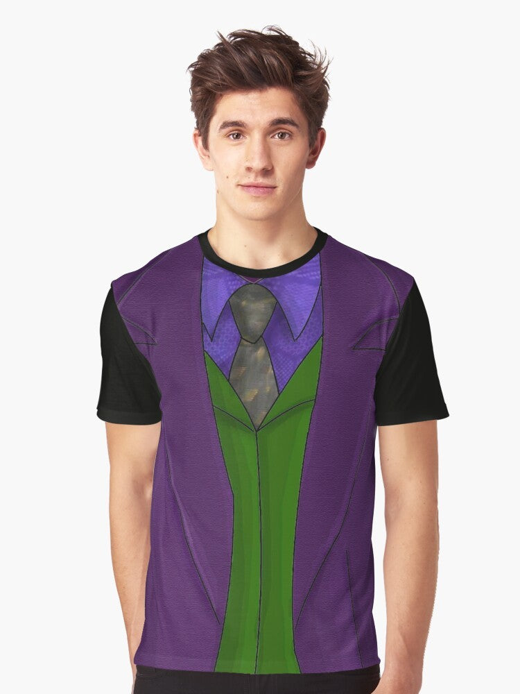 Purple Cosplay Graphic T-Shirt with Joker Costume Design - Men