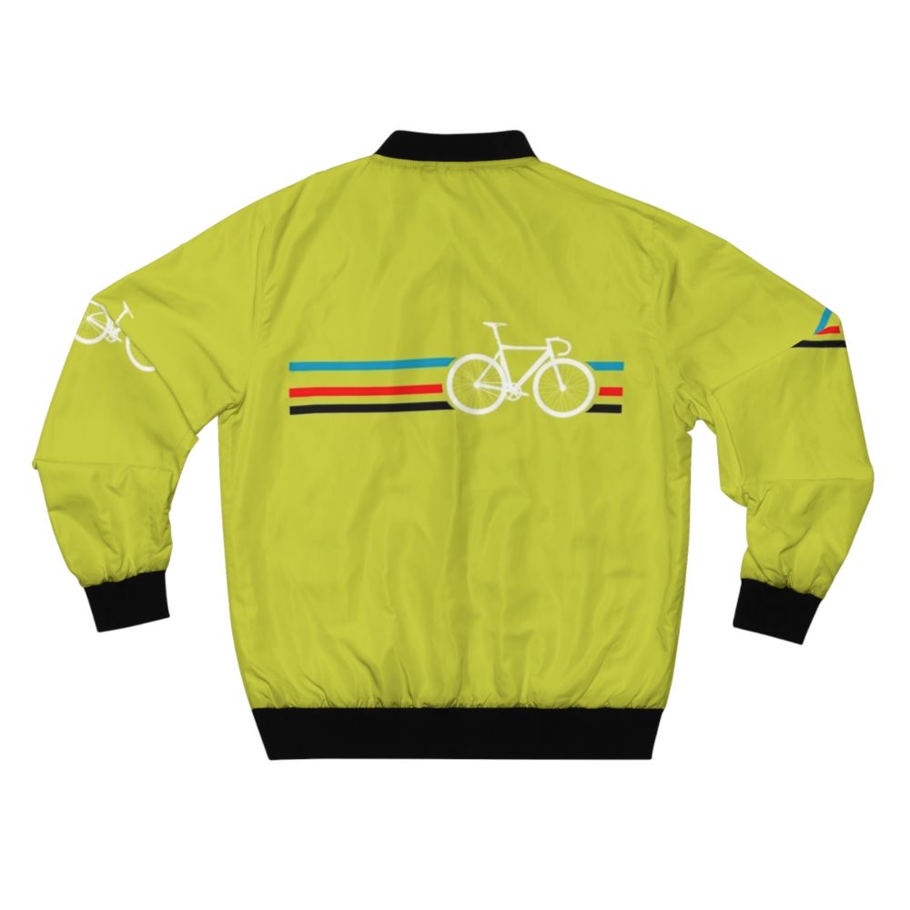 Retro Velodrome Cycling Bomber Jacket with Bike and Bicycle Design - Back