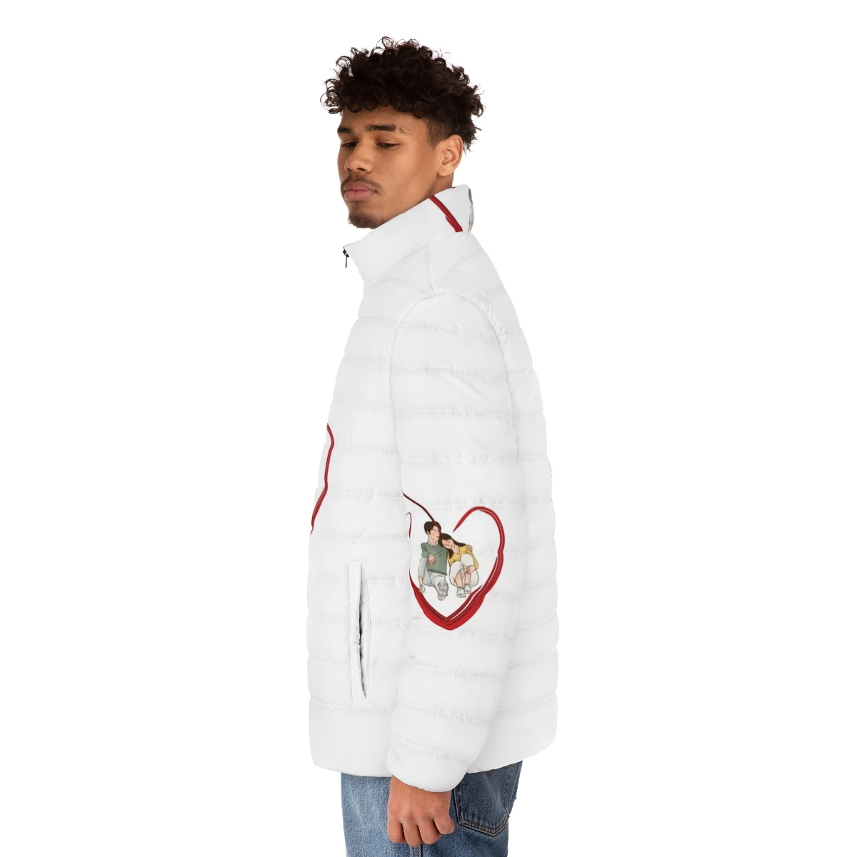 Young Royals Netflix Puffer Jacket featuring Edvin Ryding and Omar Rudberg - men side left