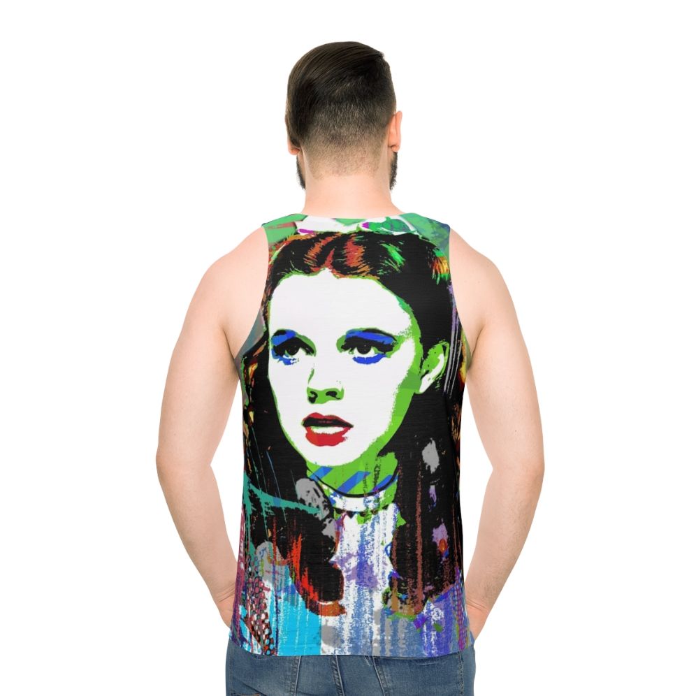 Unisex tank top with Judy Garland and Wizard of Oz inspired design - men back