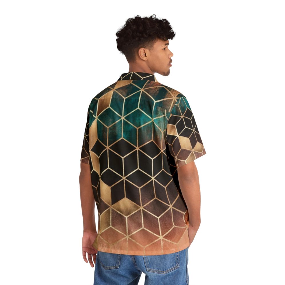 Ombre Cubes Hawaiian Shirt with Geometric Pattern - People Back