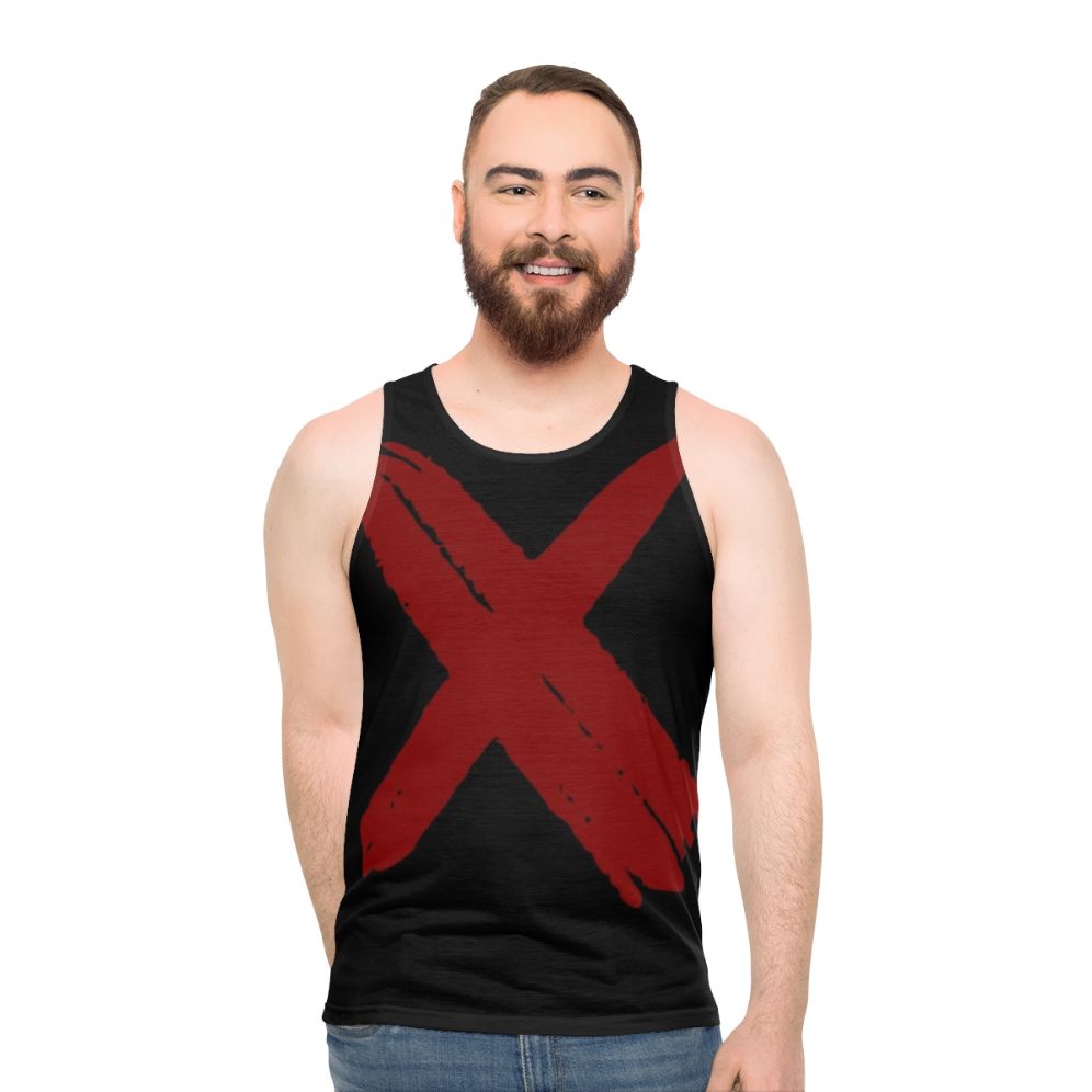 Unisex red cross graphic tank top - men