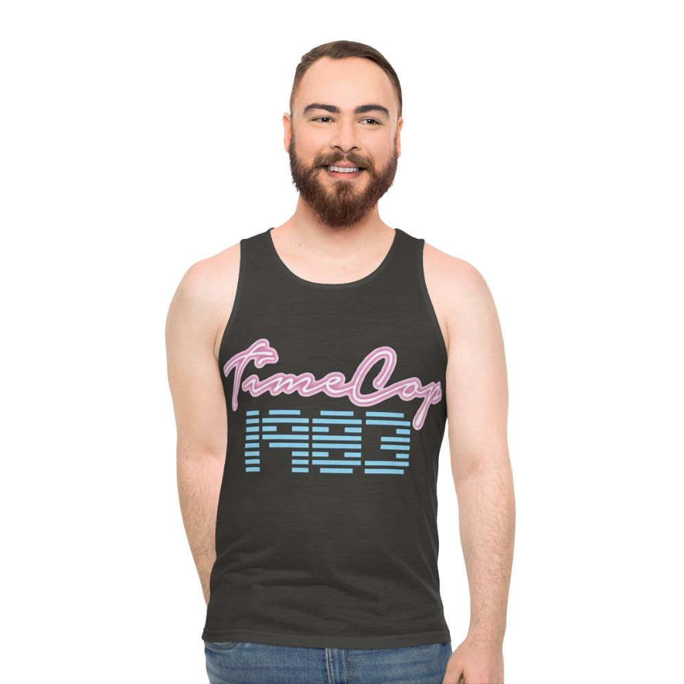 Timecop 1983 synthwave retro 80s unisex tank top - men