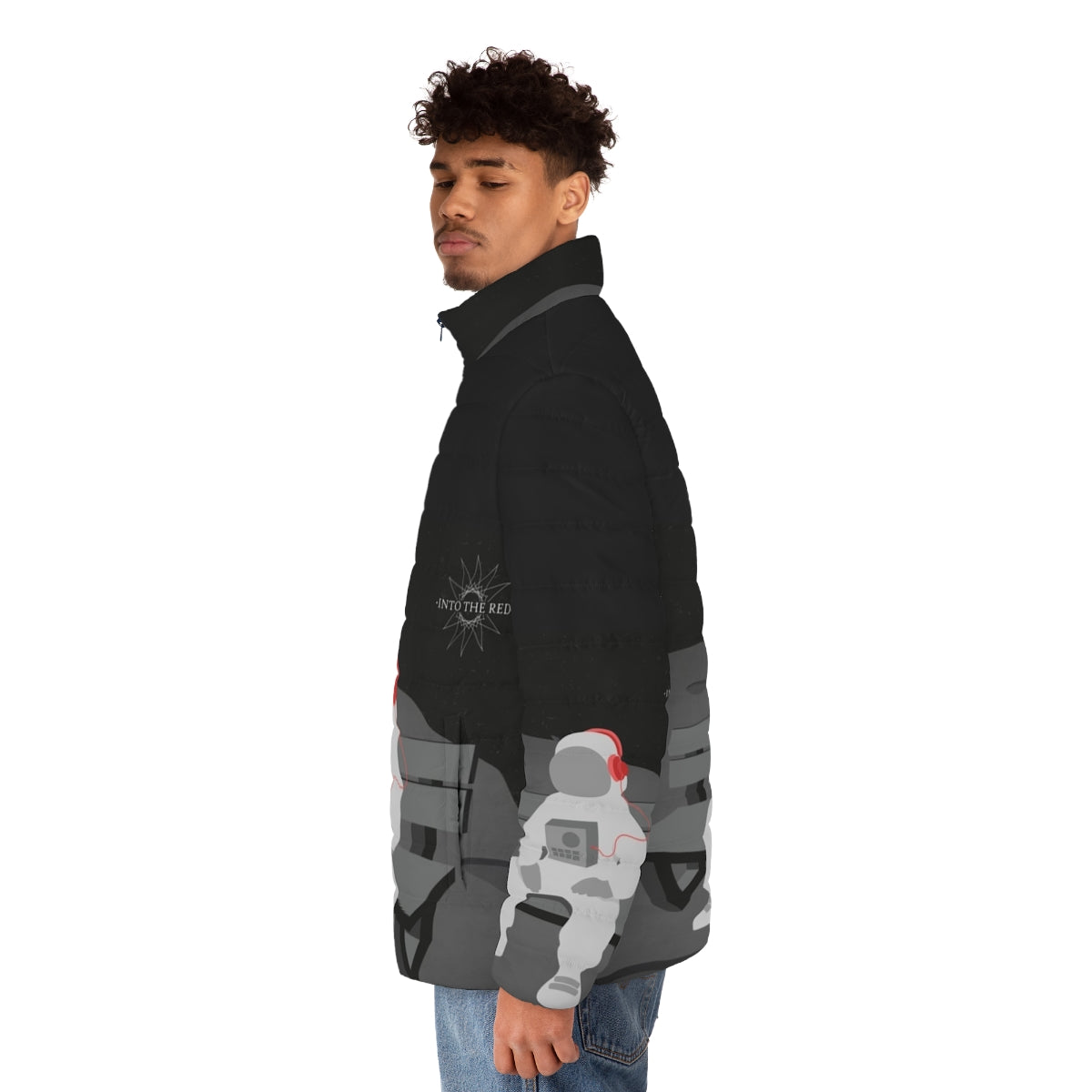 Asteroid Bench Puffer Jacket, featuring a sleek and stylish design for pop punk and alternative music fans - men side left