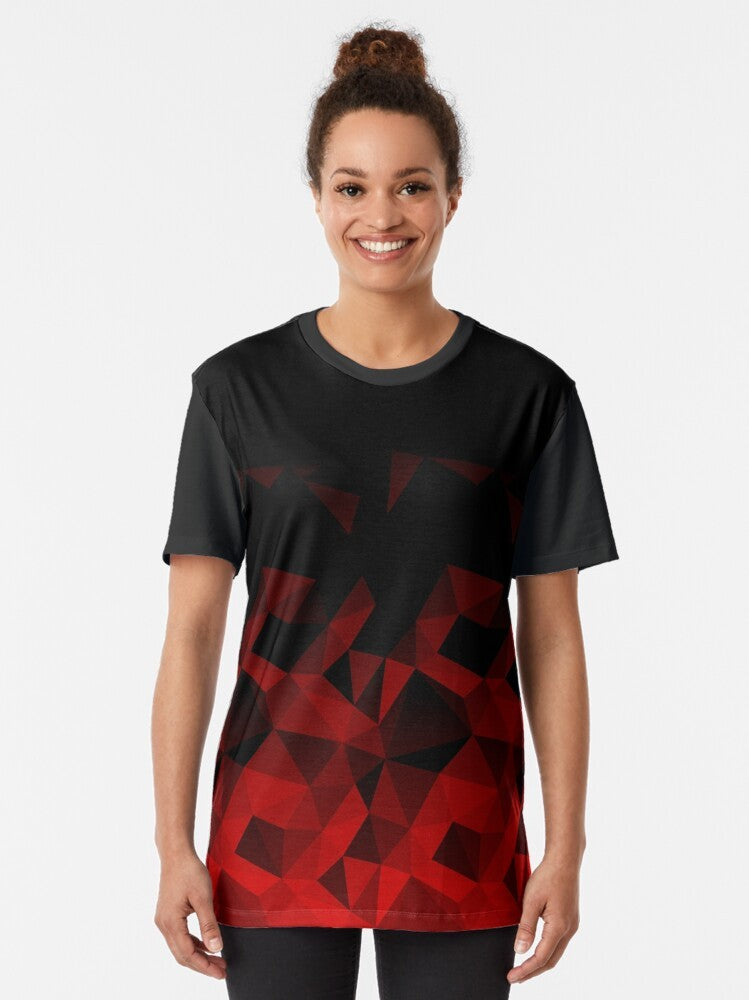 Abstract geometric polygonal pattern design on a t-shirt - Women