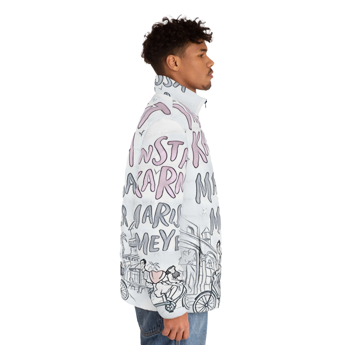 Instant Karma Lunar Chronicles Puffer Jacket with romance and bookish design - men side right