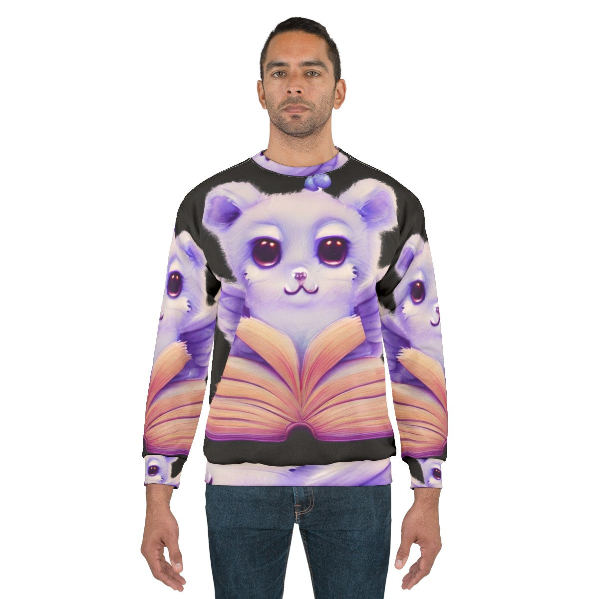 Sweatshirt featuring an open book with mythical and legendary animals - men