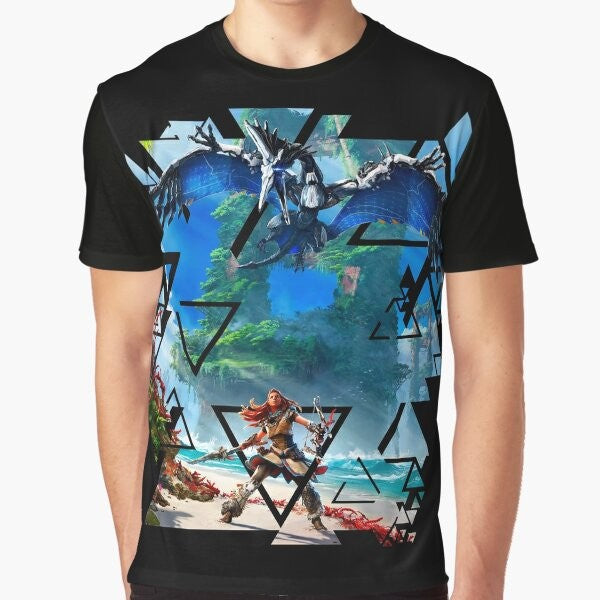 Horizon Forbidden West gaming t-shirt featuring the character Aloy from the PlayStation 5 video game