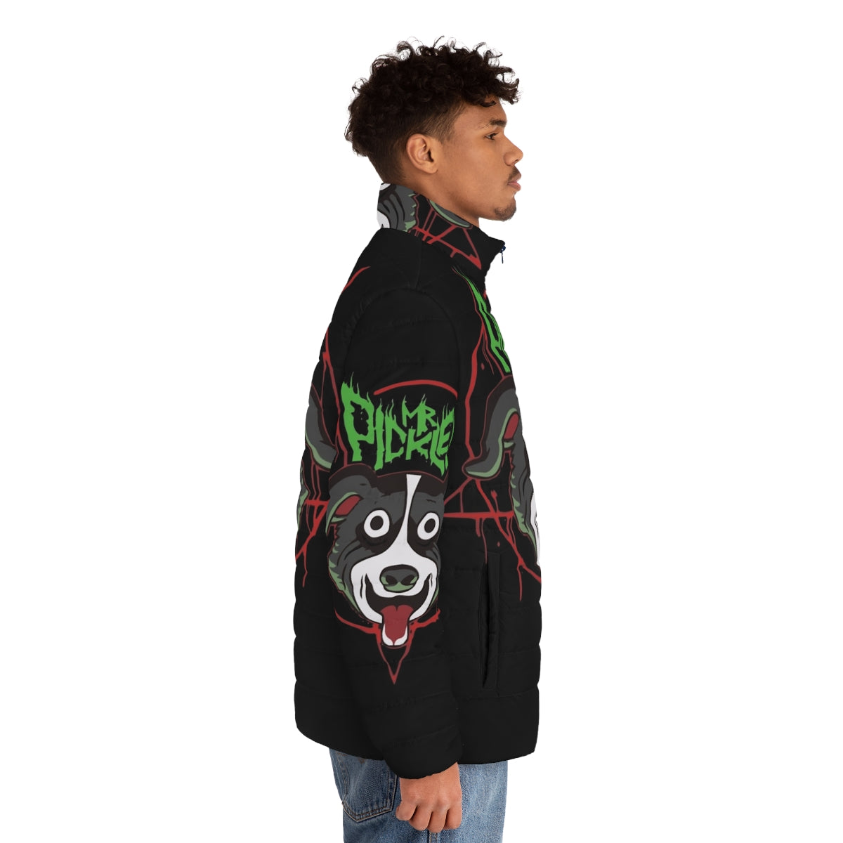 Mr Pickles 04 Puffer Jacket - Demonic dog design from Adult Swim - men side right