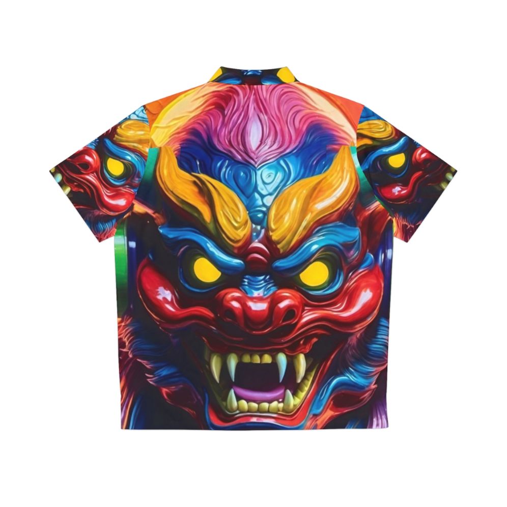 Hannya mask Hawaiian shirt featuring Japanese tattoo inspired design - Back