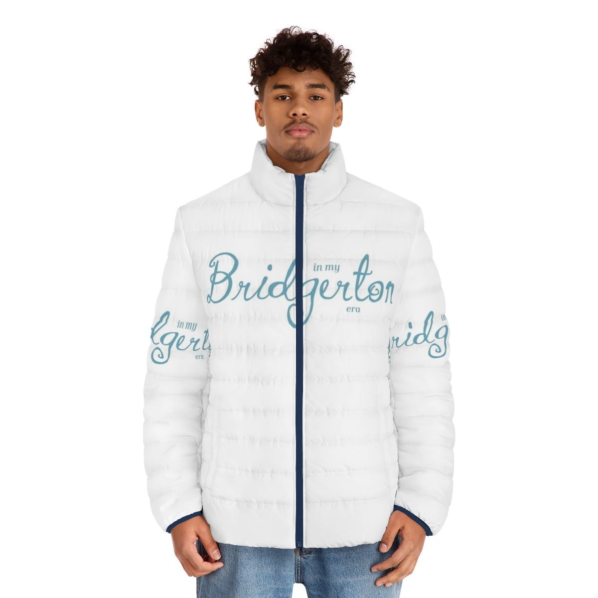 Bridgerton Era Blue Puffer Jacket - men front