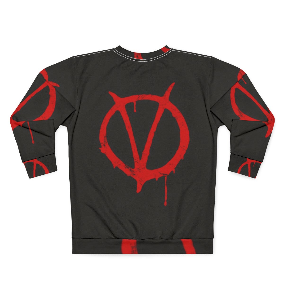 Vintage V for Vendetta symbol graphic on black sweatshirt - Back