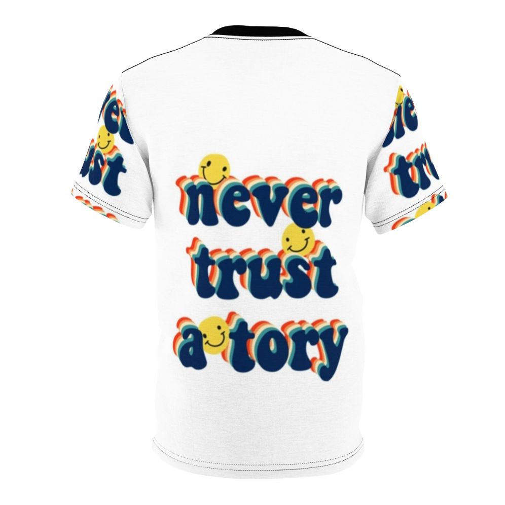 Anti-Tory Political Protest T-Shirt with the slogan "Never Trust a Tory" - Back