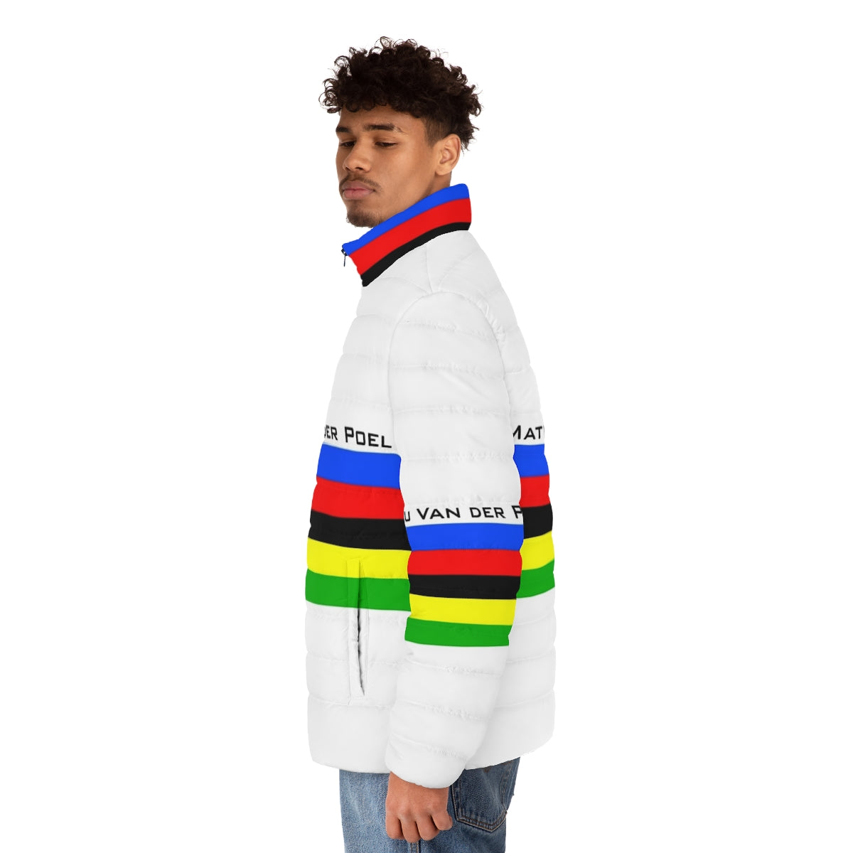 Mathieu Van Der Poel World Champion Puffer Jacket for Cycling and Cyclocross - men side left