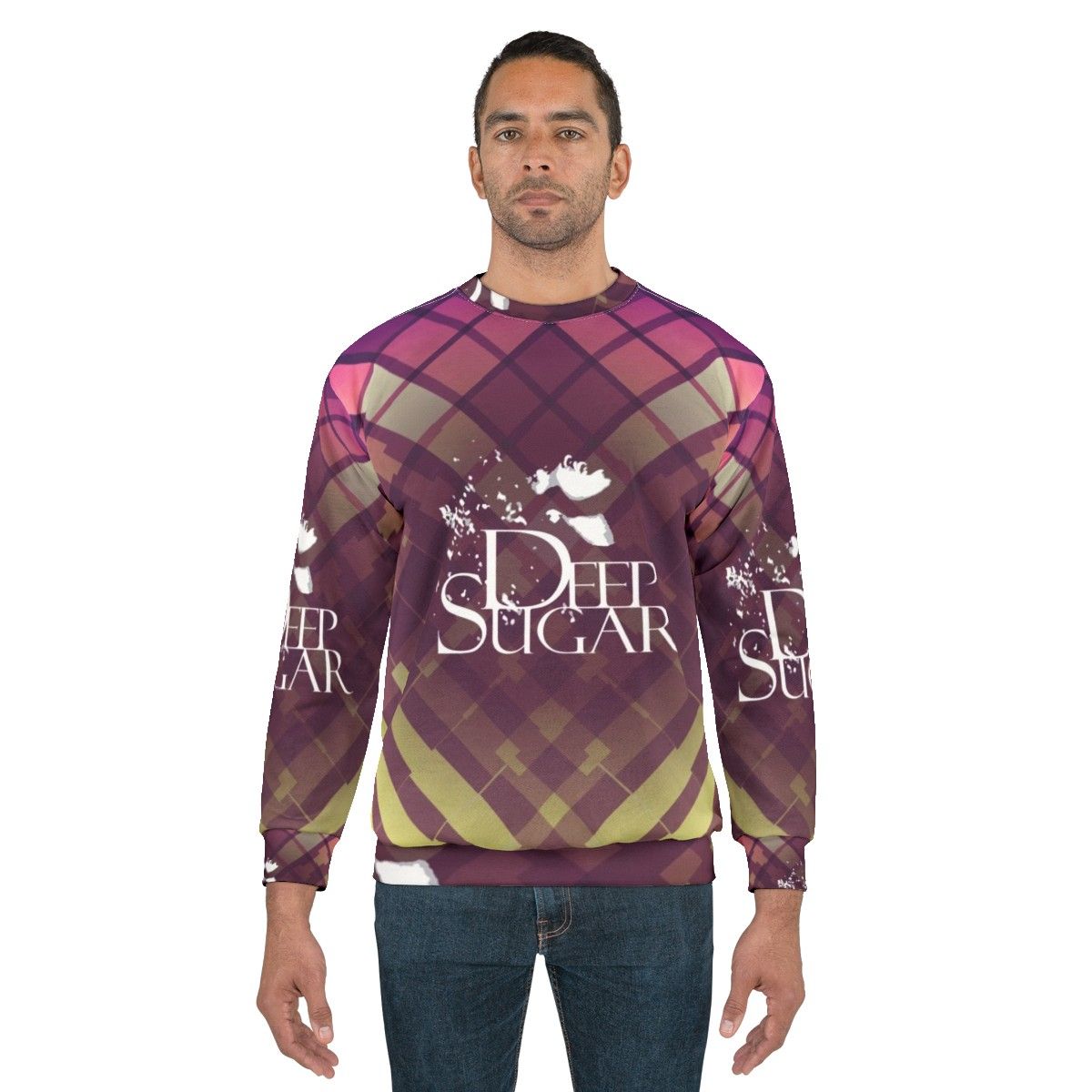 Colorful "Deep Sugar" sweatshirt featuring Ultra Nate, a female house music singer from Baltimore - men