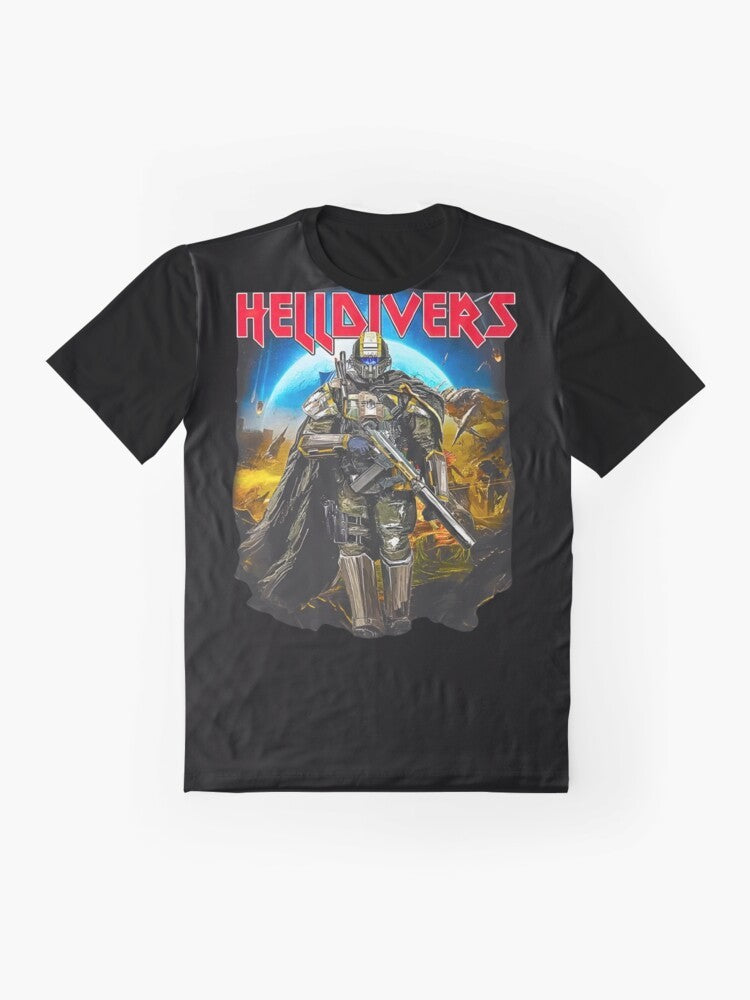 Helldivers 2 Skull Graphic T-Shirt featuring the iconic skull logo from the Helldivers video game series - Flat lay