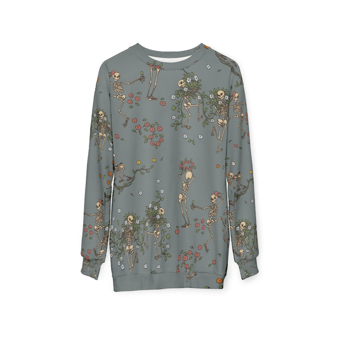 Skeleton sweatshirt with floral garlands - hanging