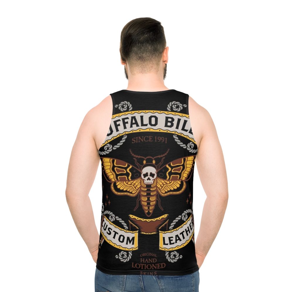 Buffalo Bill Leather Tank Top with Gothic Moth Pattern - men back