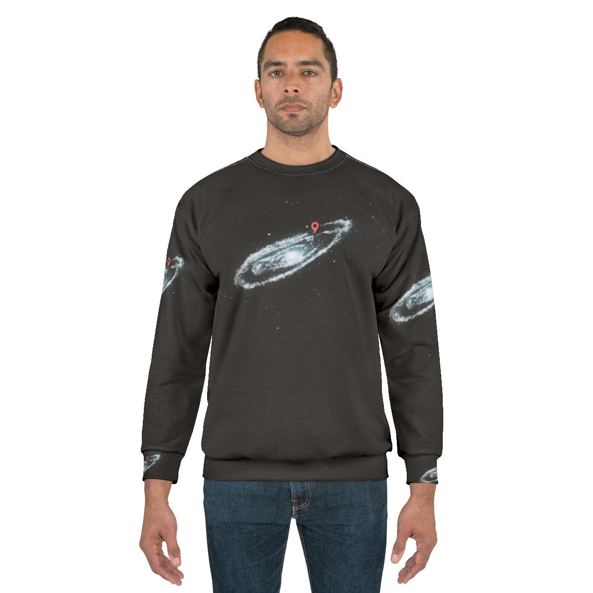 Milky Way Galaxy Sweatshirt with "You Are Here" Design - men