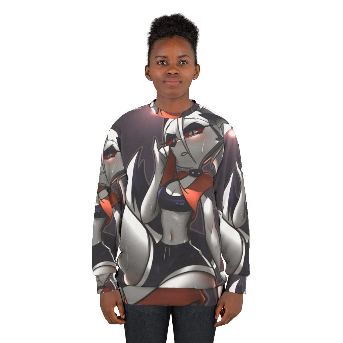 Strong Sweatshirt with Loona, Jizoku, and Helluvaboss graphics - women